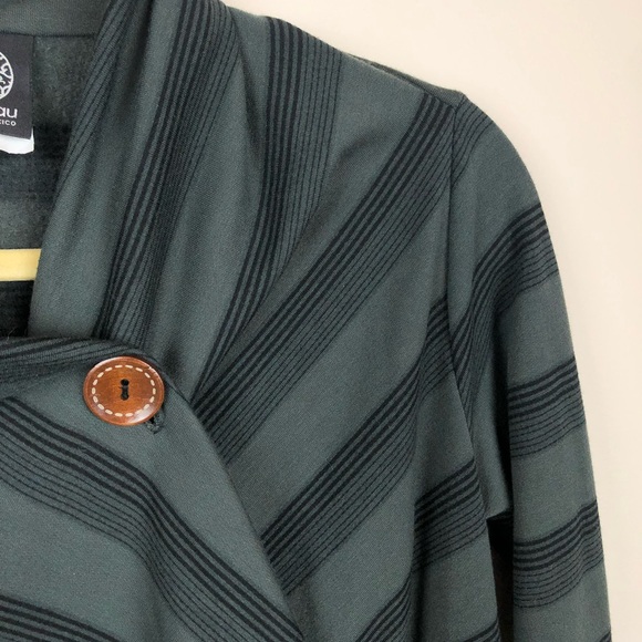 Bobeau - Striped Long Sleeve Cozy Wrap Cardigan - Picture 2 of 7